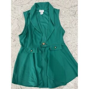 SD Apparel Women's Aquamarine Sleeveless Long Lightweight Vest Faux Pockets - XL